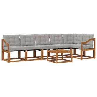 vidaXL Conjunto De Sof&aacute;s De Exterior 7 Pcs Gris Natural Y Claro Vidaxl