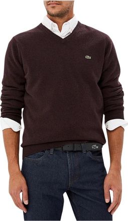 Lacoste V-hals Gebreide Pullover - Heren - V-hals truien - Bruin - XS - Katoen - Truien & Vesten