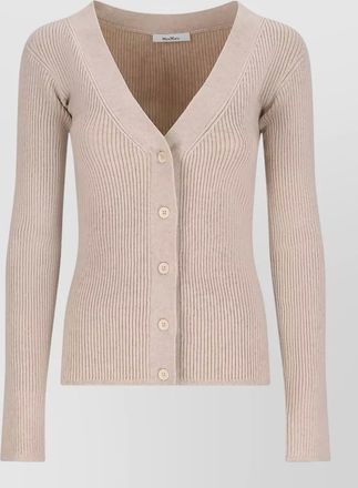 Max Mara cashmere wool ribbed slim-fit v-neck cardigan
