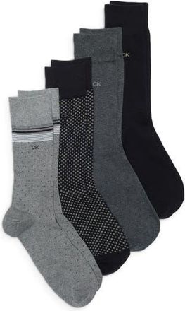 Calvin Klein 4-Pack Assorted Dress Socks in Black at Nordstrom Rack