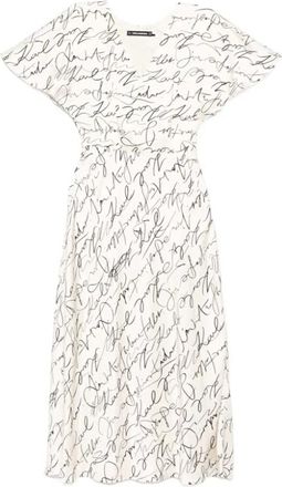 Karl Lagerfeld Scribble-print midi jurk - Dames - Casual kleedjes - Wit - XS - Kleedjes