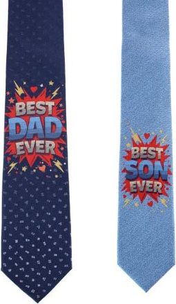 Trafalgar Store Best Duo Ever Daddy & Me Novelty Silk Neckties in Blue at Nordstrom