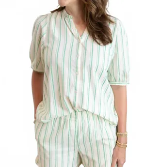 Ichi Jovil Stripe Top In Green