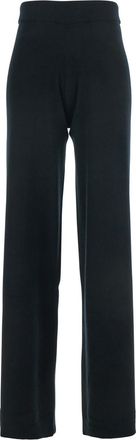 Allude Black High Waisted Trousers In Cashmere And Wool Blend Woman