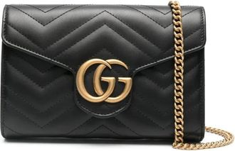 Gucci Cross Body Bags, female, Black, Size: ONE SIZE Marmont Wallet on Chain