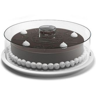 Trade Shop Trade Shop - Tortiera Contenitore Plastica Coperchio Funge DAlzata 29cm H 9cm Piatto Trasporto