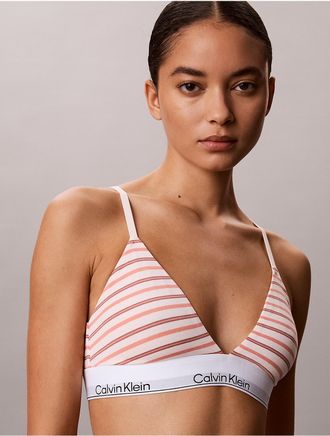 Calvin Klein Womens Icon Cotton Modal Lightly Lined Triangle Bralette - Orange - XS