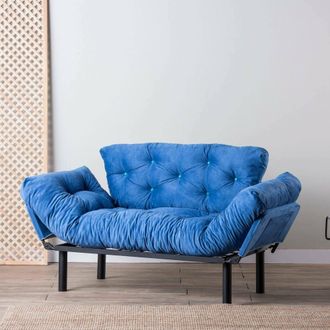 Dmora Sof&aacute; Cama 2 Plazas Guchol, Almacenaje, Reclinable, Brazos, 155x70 Cm Azul