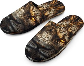 Generic Artistic And Lion Mens Cotton Slippers Memory Foam Comfort House Shoes Winter Indoor Slipper for Hotel Casa Spa