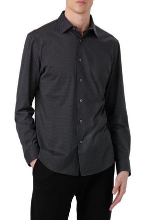 Bugatchi James OoohCotton Polka Dot Button-Up Shirt in Black at Nordstrom, Size Medium