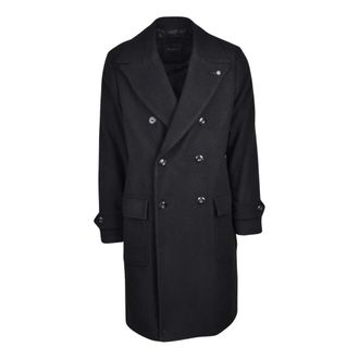 Officina36 Cappotto Doppiopetto - Heren - Mantel - Zwart - L - Wol - Jassen