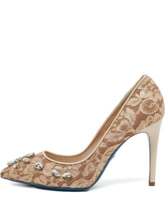 Loriblu 105 mm kanten pumps verfraaid met kristallen - Beige