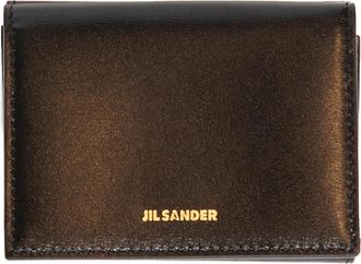 Jil Sander Zwarte Ge&euml;tste Portemonnee Kaarthouder - Dames - Portefeuilles - Zwart - ONE Size - Accessoires