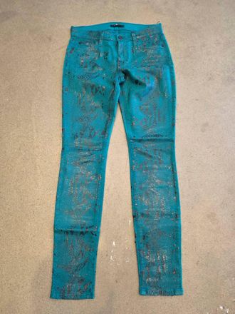 7 For All Mankind Womens Skinny Jeans In Green