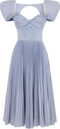 Elisabetta Franchi Kleedjes, Dames, Blauw, XS, Nylon, Jurk van gestreept nylon taft