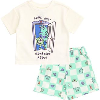 Disney Pixar 2-Piece T-Shirt and Shorts Set in Sulley Mike Teal at Nordstrom, Size 6-9M