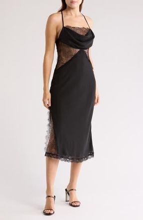 Wishlist Sheer Lace Slipdress in Black at Nordstrom Rack, Size Large