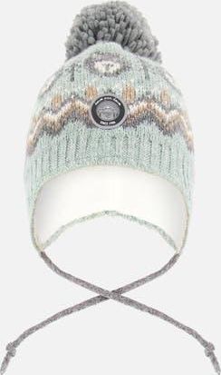 Deux par Deux Boy Lined Peruvian Knit Pompom Hat in Gray And Sage at Nordstrom, Size 18-24 M