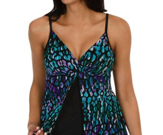 Caribbean Joe Mesh Fly Away Tankini Top In Illuminations