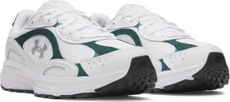 Under Armour UA Tech Runner Sneaker in White/Arden Green/Silver at Nordstrom, Size 12.5