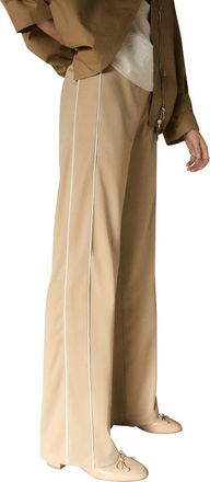 Mango Piped Flare Leg Pants in Medium Brown at Nordstrom, Size Small