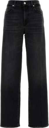 7 For All Mankind Black Stretch Denim Stovepipe Jeans