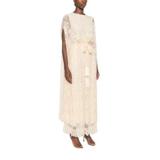 Zimmermann Abito Lungo con Mantella in Pizzo Valiant - - Dresses - Donna - Beige - S