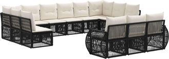 vidaXL Conjunto De Sof&aacute;s De Jard&iacute;n 13 Uds. Negro Y Blanco Crema Vidaxl