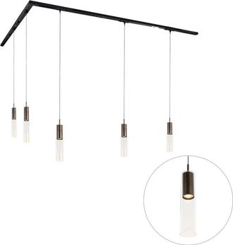 QAZQA Moderno Sistema de iluminación de riel moderno con 5 luces colgantes bronce oscuro monofásico - Iconic Lloyd Acero /Plástico Adecuado para led Max. 5