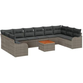 vidaXL Conjunto De Sof&aacute; De Jard&iacute;n 11 Pcs Gris Polirat&aacute;n Vidaxl