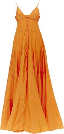Jacquemus orange long taffeta button front maxi dress gown