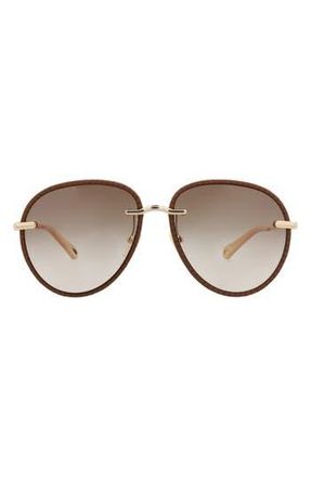 Chlo&eacute; 57mm Round Gradient Sunglasses in Gold Gold Brown at Nordstrom Rack