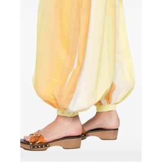 Marrakshi Life Striped Cotton Trousers - Yellow