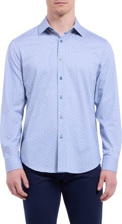 Bugatchi Jimmy OoohCotton Button-Up Shirt in Air Blue at Nordstrom, Size Xxx-Large