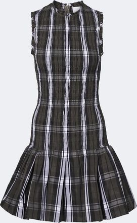 Patou Checked shirred minidress