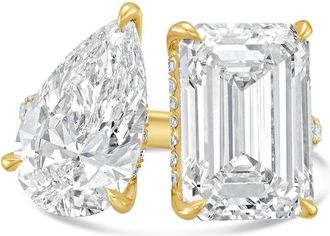 Diana M. Jewels 18KT YELLOW GOLD 2 STONE LAB GROWN DIAMOND FASHION RING WEIGHING 6.00 CTS TW