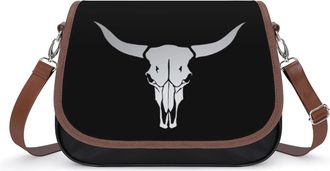 Generic Longhorn Skull Small Womens Crossbody Bags Shoulder Handbag with Adjustable Strap for Travel
