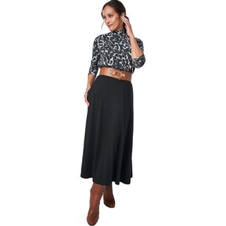 Jessica London Long Sleeve Mockneck Tee in Grey Watercolor Cheetah at Nordstrom, Size 12