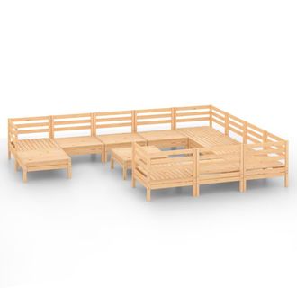vidaXL Juego De Muebles De Jard&iacute;n 12 Piezas Madera Maciza De Pino Vidaxl