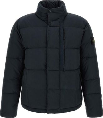 Stone Island Blue Mock Collar Jacket