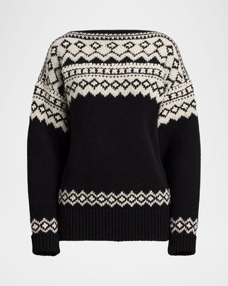 Ralph Lauren Collection Fair Isle Cashmere Jacquard Boatneck Sweater