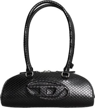 Diesel Tassen, Dames, Zwart, ONE Size, Leer, 1DR Dome-Elongated Bowling Bag