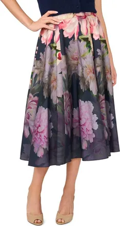 Ted Baker Ida Floral Circle Midi Skirt in Indigo Night at Nordstrom, Size 0