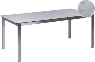 Beliani Beliani - 6 Seater Garden Dining Table 180 x 90 cm Tempered Ceramic Glass Top Stainless Steel Frame Grey Cosoleto