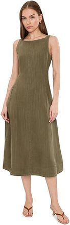 Michael Stars Palmira Fit Flare Midi Dress Womens Dress Caper : LG (US 8-10), Linen/Tencel