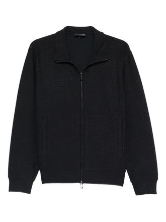 Emporio Armani textured zip sweatshirt - Blu