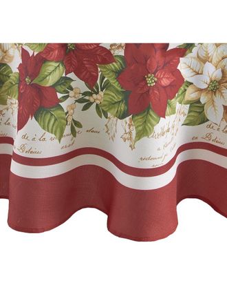 Elrene Red & White Poinsettias Tablecloth -Round