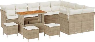 vidaXL Vidaxl - Garden Sofa Set Height-Adjustable 13 pcs Beige Poly Rattan