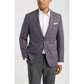 BOSS Hutson Slim Fit Purple Houndstooth Virgin Wool Sport Coat in Medium Purple at Nordstrom, Size 38