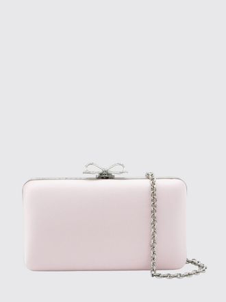 Self Portrait Bow and Rhinestone Embellished Satin Mini Clutch